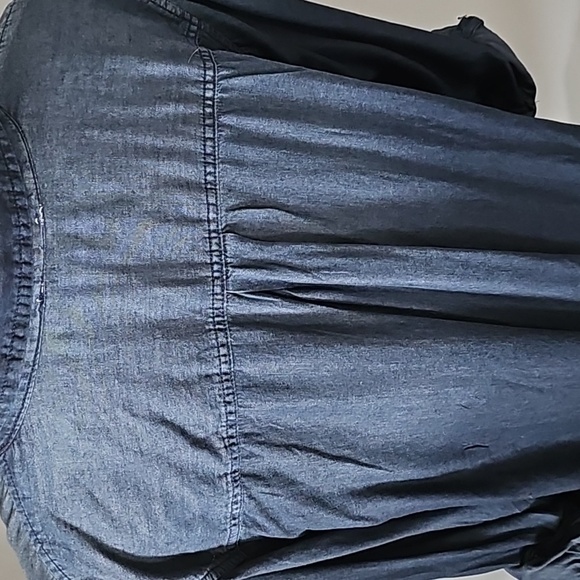 Cato Dark Chambray Snap Front Long Sleeve Blouse NWOT - Picture 3 of 14